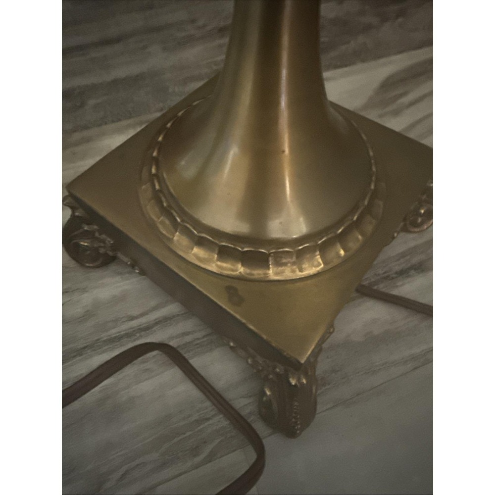 Set Of 2 Vintage Brass Table Lamps Amber Glass Globe 35" Tall 3-Way Ornate Base - Picture 14 of 16
